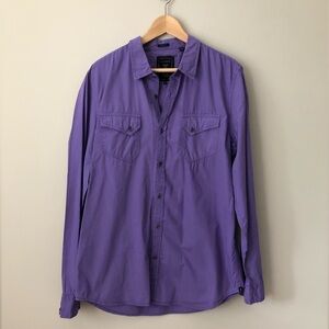 Guess Long-Sleeve Button-Up - Size L - Purple